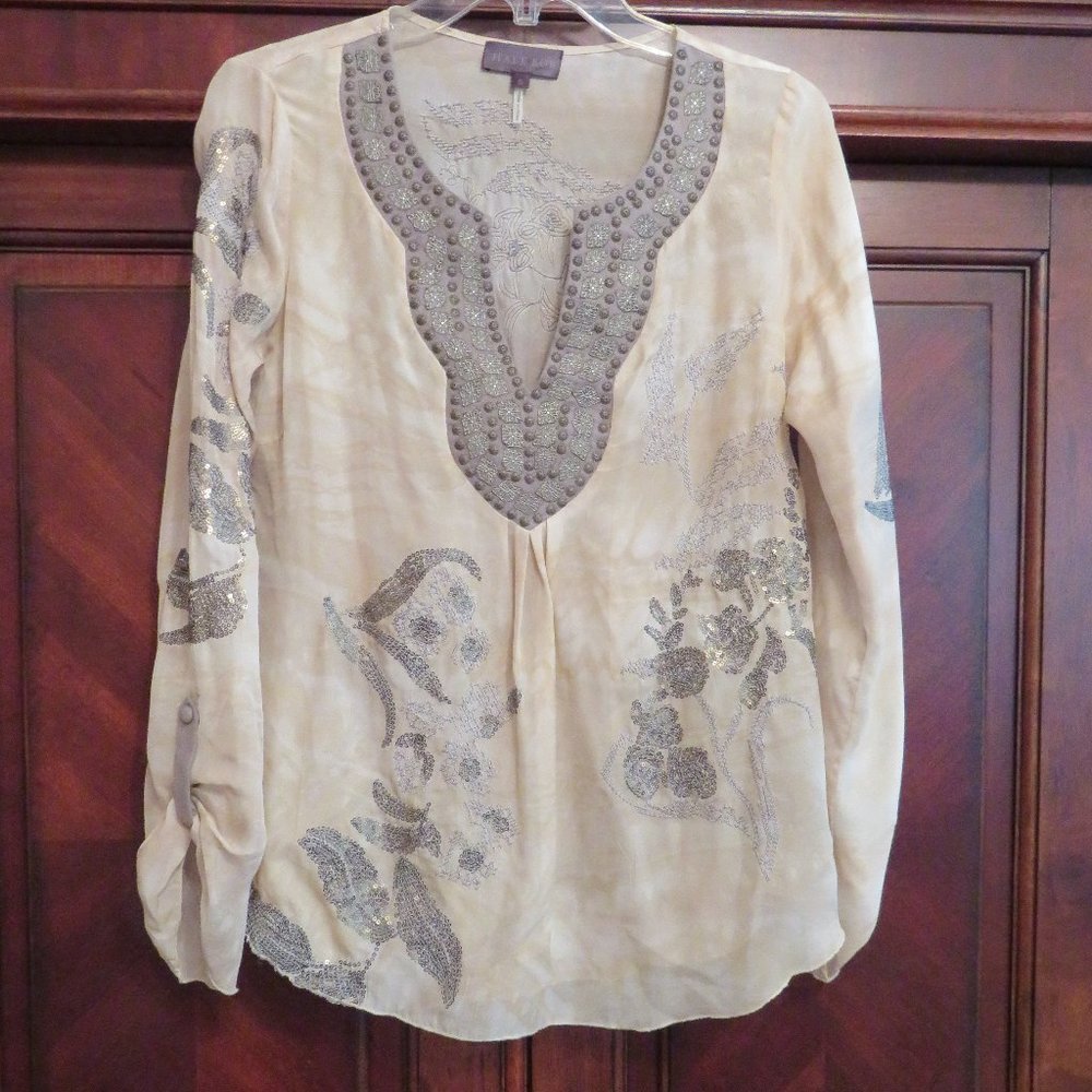 Hale Bob Tan/Bronze Embellished Tunic S